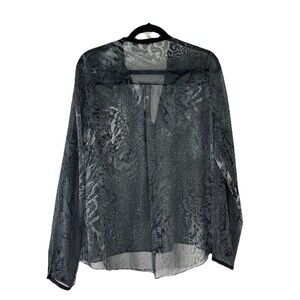 Tahari Snakeskin Print Sheer Tunic Blouse Women Size 0 Lagenlook Mob wife Casual